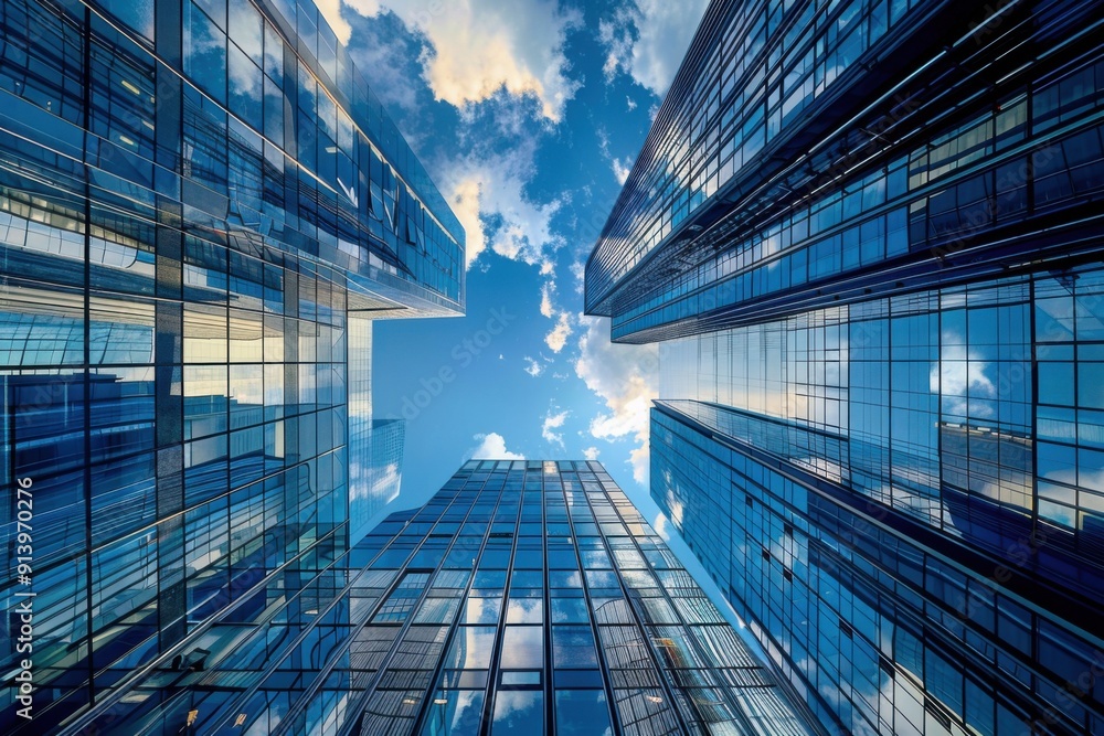 Skyward View of Modern Skyscrapers Skyward View of Modern Skyscrapers