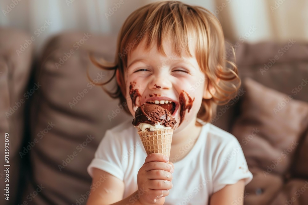 Ice cream makes this child smile from ear to ear. Playful girl charming smile radiating pure joy and innocence. Childhood period of pure joy curiosity and unadulterated happiness. Ice cream makes this child smile from ear to ear. Playful girl charming smile radiating pure joy and innocence. Childhood period of pure joy curiosity and unadulterated happiness.