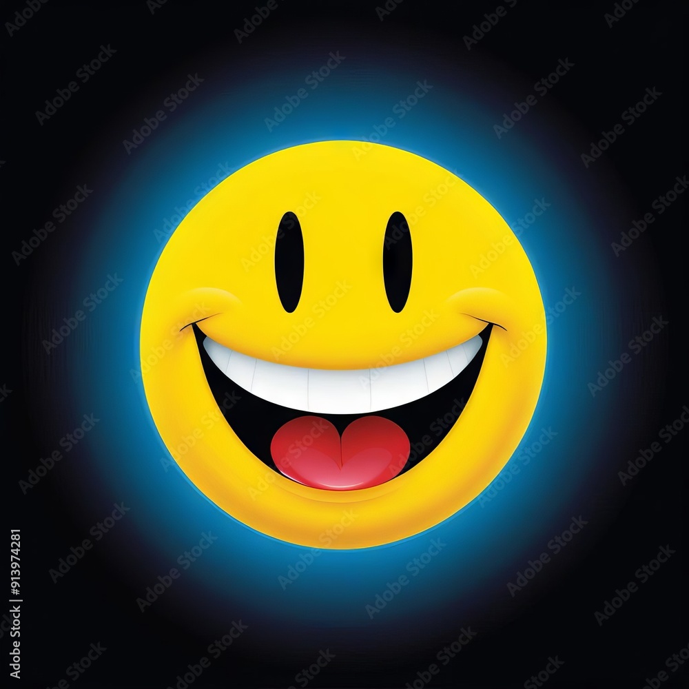Fototapeta premium Smiley Face with Red Tongue