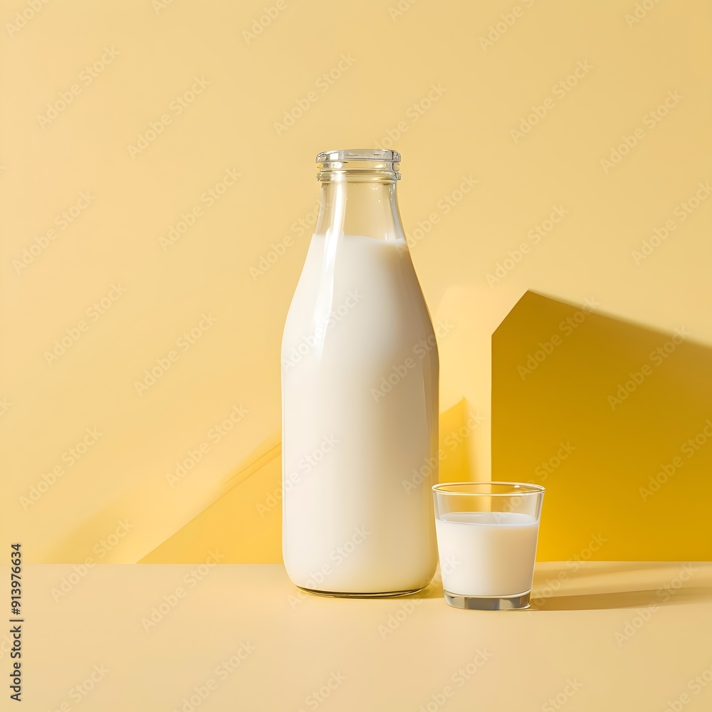 Milk on a Modern Minimalistic Background. Elegant, beverage-themed illustration perfect for diverse projects, from culinary marketing to home decor Milk on a Modern Minimalistic Background. Elegant, beverage-themed illustration perfect for diverse projects, from culinary marketing to home decor