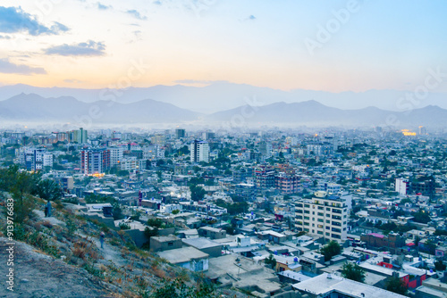 Papier peint Kabul, Afghanistan - 20 th october, 2023: Aerial view panorama capital cityscape in sunny day