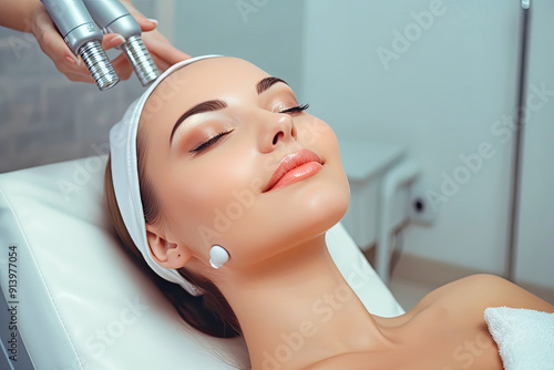 Non-surgical face lifting. SMAS lifting ultrasonic