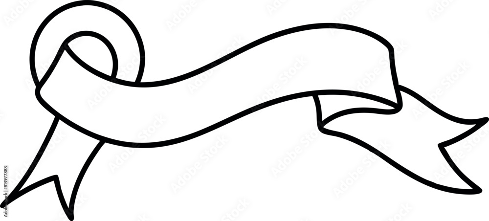 Black and White Banner Ribbon Outline Illustration Black and White Banner Ribbon Outline Illustration