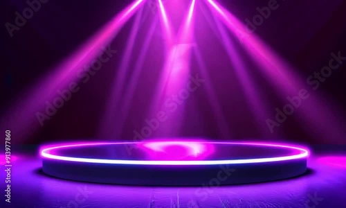 Purple Neon Stage with Spotlight