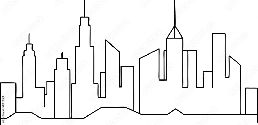 Obraz premium Minimalistic Line Drawing of a City Skyline