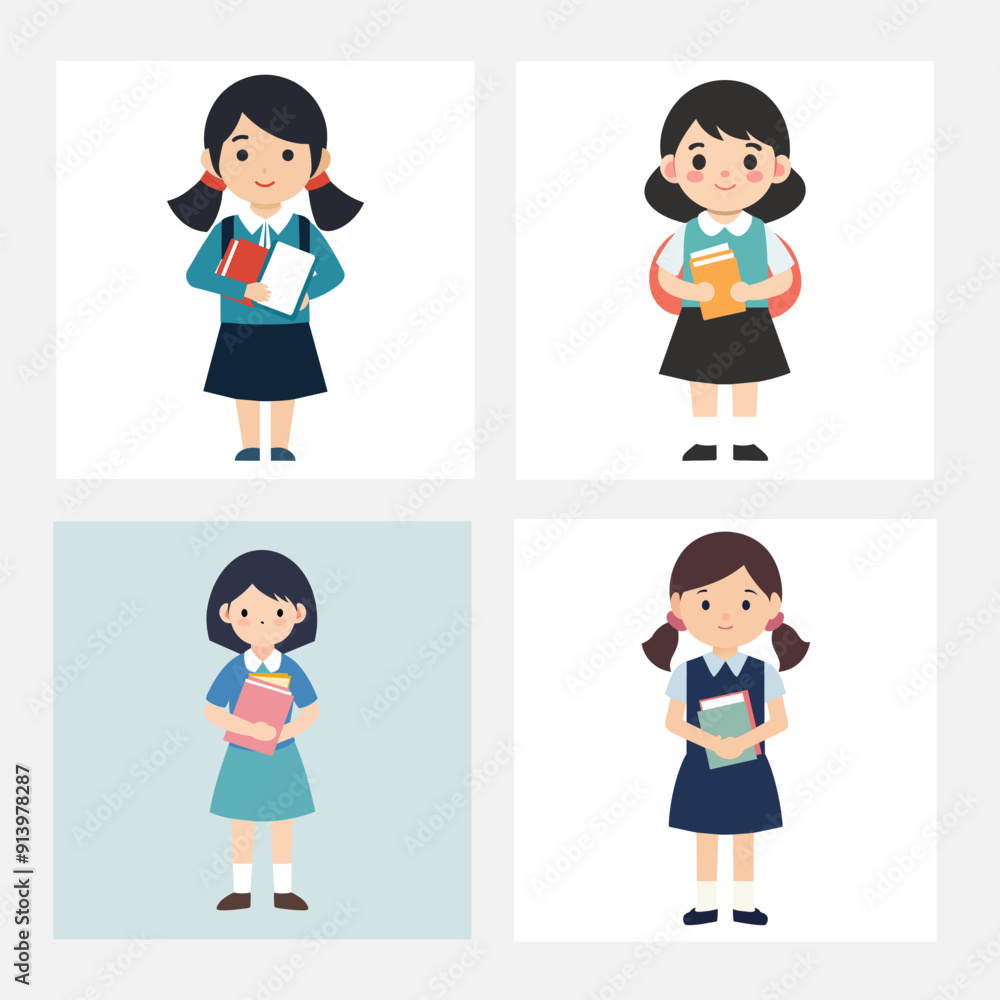 Cute school girl vector illustration Cute school girl vector illustration