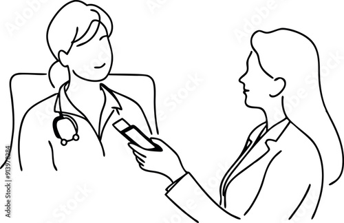 Doctor Consultation with Patient Illustration in Minimalist Style