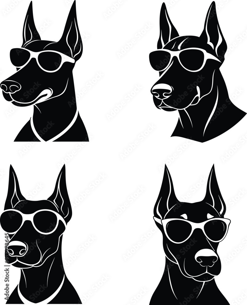 Fototapeta premium Dog with sunglass head vector logo