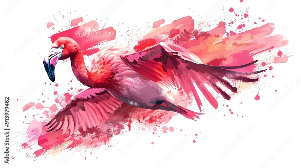 Obraz premium Superhero Flamingo Fighting Against Pollution in a Pink World