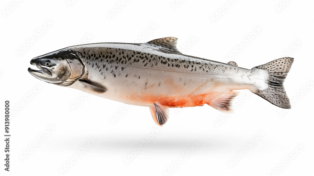 Naklejka premium Salmon on White background. Photo with copy space.
