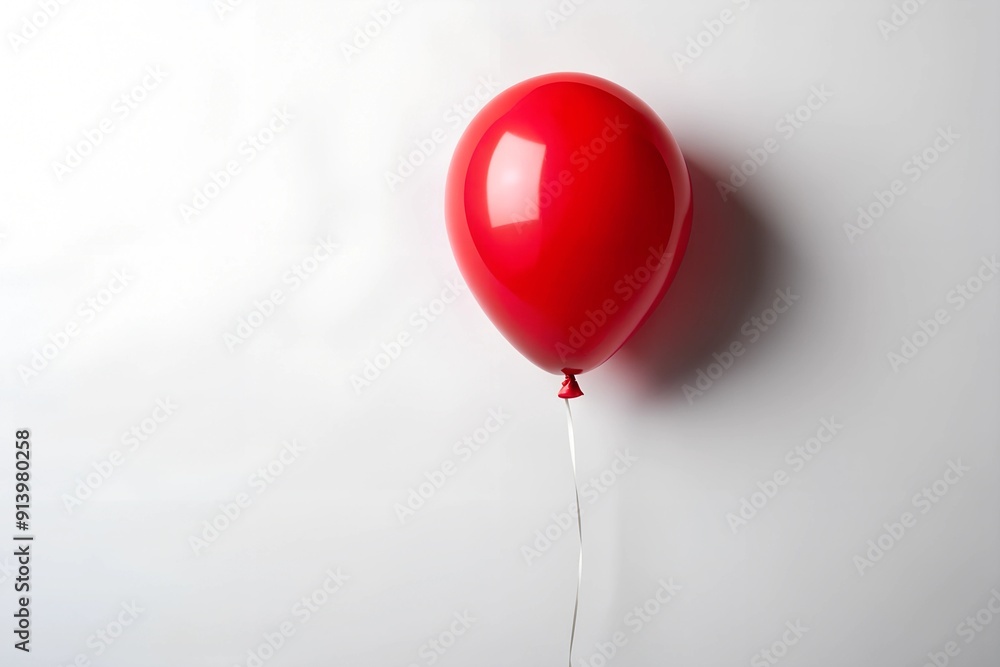 Red balloon against white background minimalistic design Red balloon against white background minimalistic design