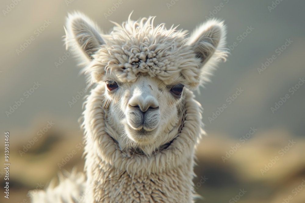 Obraz premium This adorable alpaca is grinning from ear to ear, showcasing its irresistibly fluffy coat.