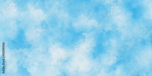 blue watercolor background winter love blue grunge,Hand painted abstract soft sky blue watercolor sky and clouds,Blue sky is surrounding with tiny clouds.