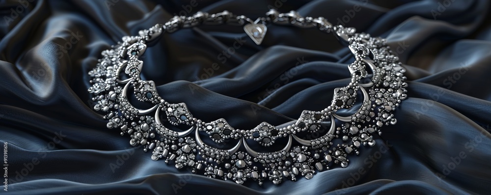 Obraz premium Elegant silver necklace, 4K hyperrealistic photo