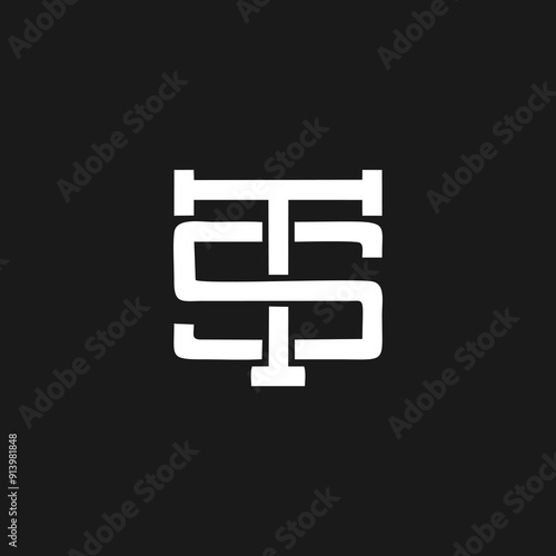 Creative and Minimalist Letter ST TS Logo Design Icon, Editable in Vector Format in Black and White Color