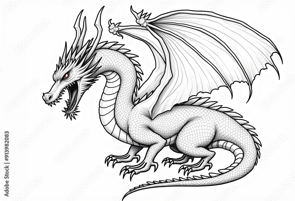 Super Fine Line Dragon Coloring Pages: Stress Relief for Adults, Realistic Illustrations Super Fine Line Dragon Coloring Pages: Stress Relief for Adults, Realistic Illustrations