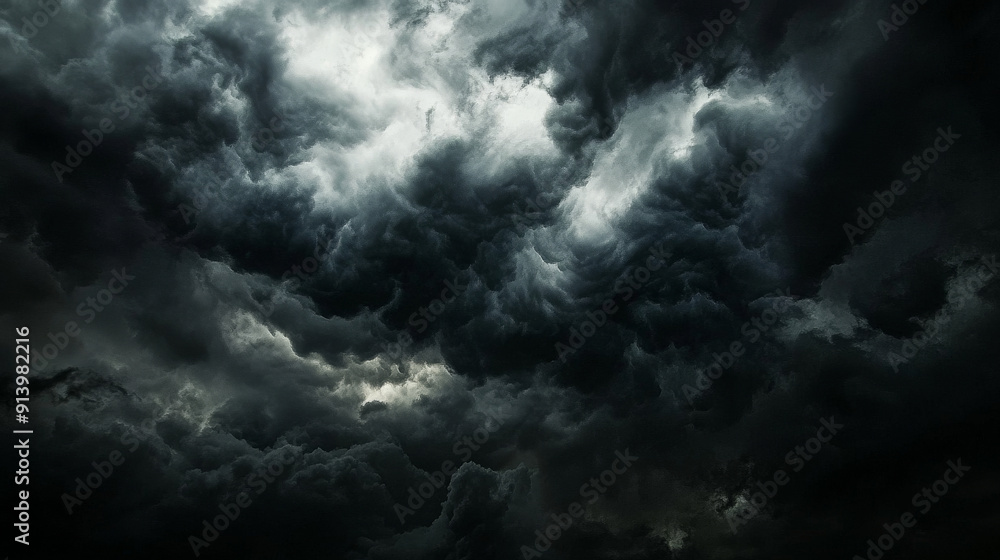 Dark, heavy clouds gather in the sky, threatening a fierce storm. The ominous weather signals the arrival of rain. Dark, heavy clouds gather in the sky, threatening a fierce storm. The ominous weather signals the arrival of rain.