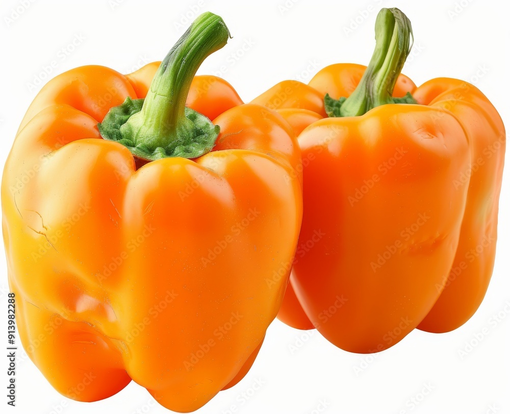 Orange bell peppers isolated on white transparent background. Orange bell peppers isolated on white transparent background.