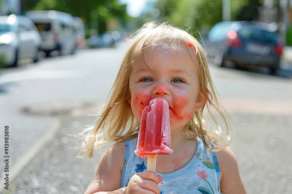 Cute infant girl wrapped warmly looking bright-eyed and charming. Kid's favorite moment is enjoying ice cream. Serenity and peace can emerge from unconditional love. Cute infant girl wrapped warmly looking bright-eyed and charming. Kid's favorite moment is enjoying ice cream. Serenity and peace can emerge from unconditional love.