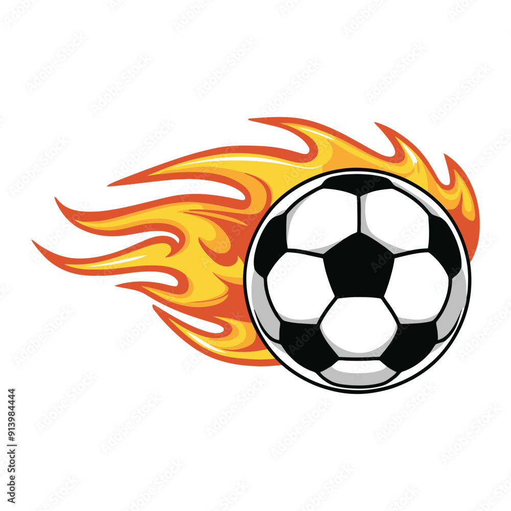 Fototapeta premium flaming soccer ball vector illustration