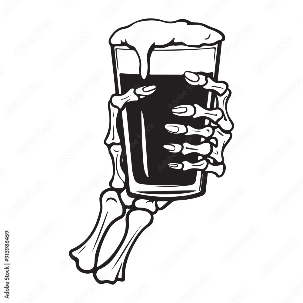skeleton hand holding beer cup vector illustration skeleton hand holding beer cup vector illustration