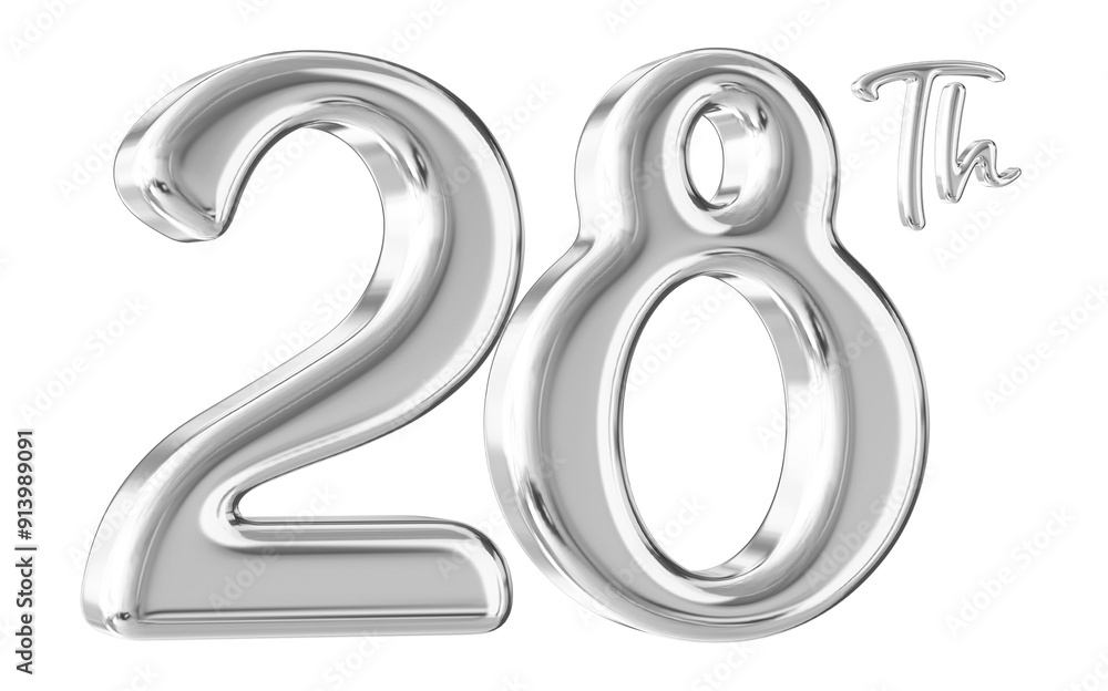 28th Anniversary Silver Number 3D 28th Anniversary Silver Number 3D