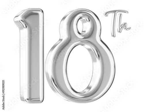 18th Anniversary Silver Number 3D photo