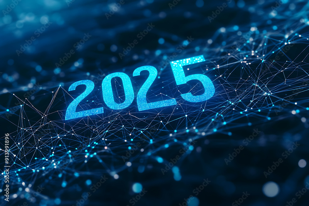 An abstract digital background banner highlighting the year An abstract digital background banner highlighting the year