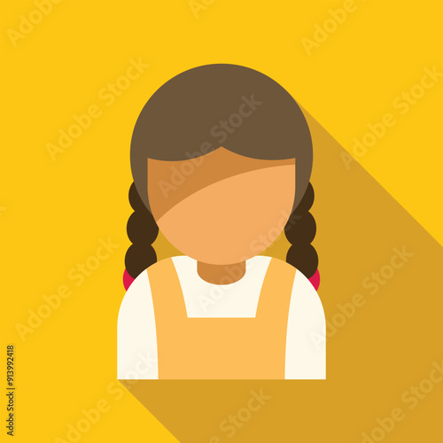 Flat design illustration of a young girl wearing traditional german dress
