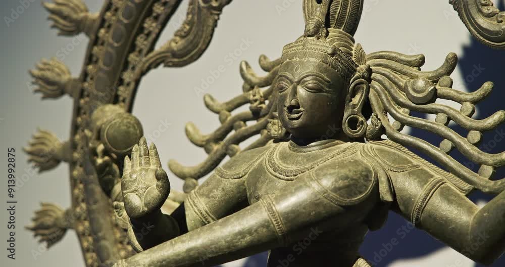 Close-up View on Statue Of Shiva Nataraja: Cosmic Dance Of Shiva. One ...