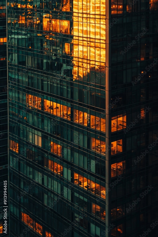 A high-rise apartment window, reflecting the golden hues of a setting sun. A high-rise apartment window, reflecting the golden hues of a setting sun.