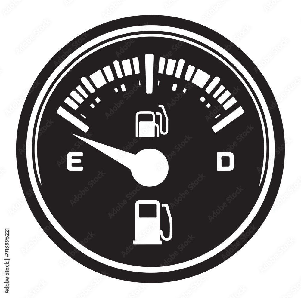 Fuel gauge indicator silhouette vector illustration.
Fuel gauge indicator silhouette vector illustration.