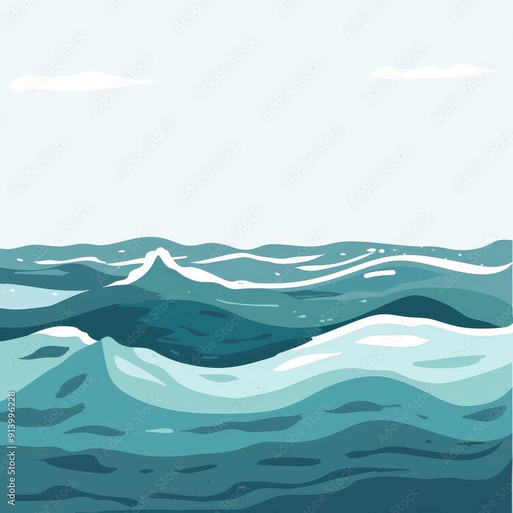 Ocean waves background, seascape illustration, blue water texture. Concept of nature, summer, travel, vacation. Ocean waves background, seascape illustration, blue water texture. Concept of nature, summer, travel, vacation.
