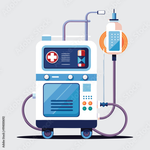 Medical ventilator machine colorful editable vector

