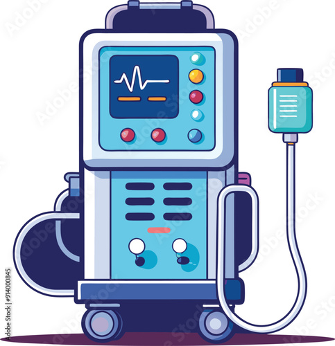 Medical ventilator machine colorful editable vector
