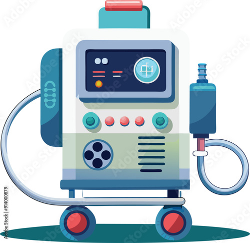 Medical ventilator machine colorful editable vector
