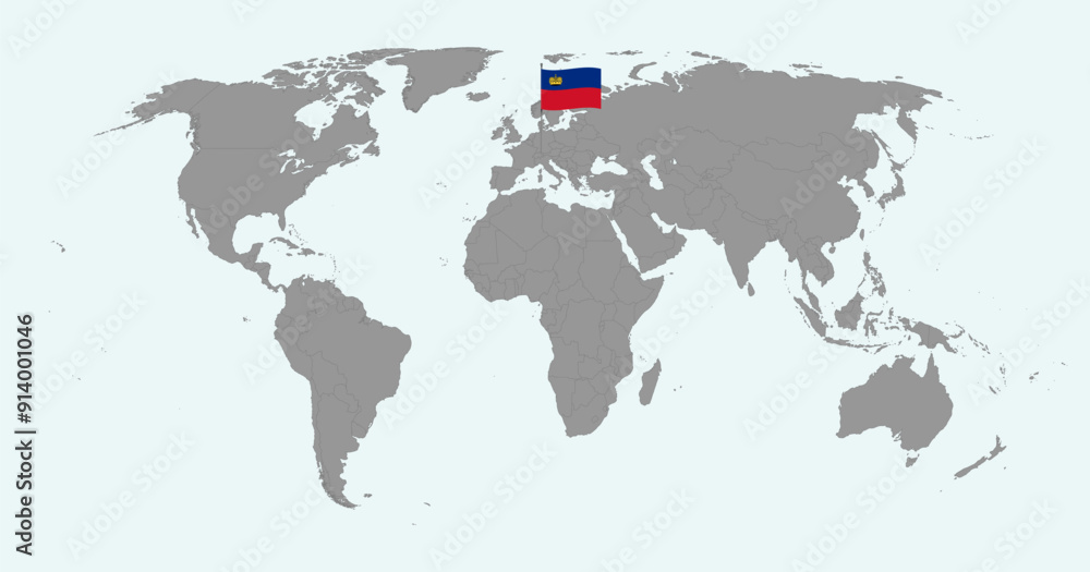 Pin map with Liechtenstein flag on world map. Vector illustration. Pin map with Liechtenstein flag on world map. Vector illustration.