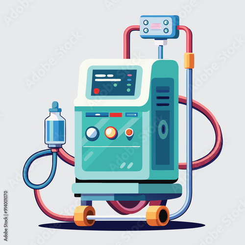 Medical ventilator machine colorful editable vector
