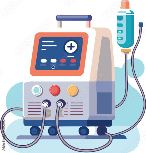 Medical ventilator machine colorful editable vector
