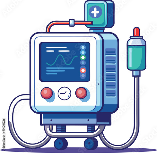 Medical ventilator machine colorful editable vector
