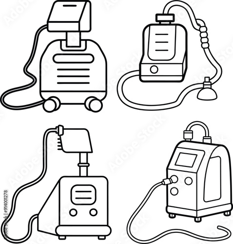 Medical ventilator machine colorful editable vector
