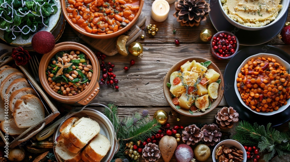 A festive table spread featuring a variety of colorful dishes, perfect for gatherings and celebrations with friends and family. A festive table spread featuring a variety of colorful dishes, perfect for gatherings and celebrations with friends and family.