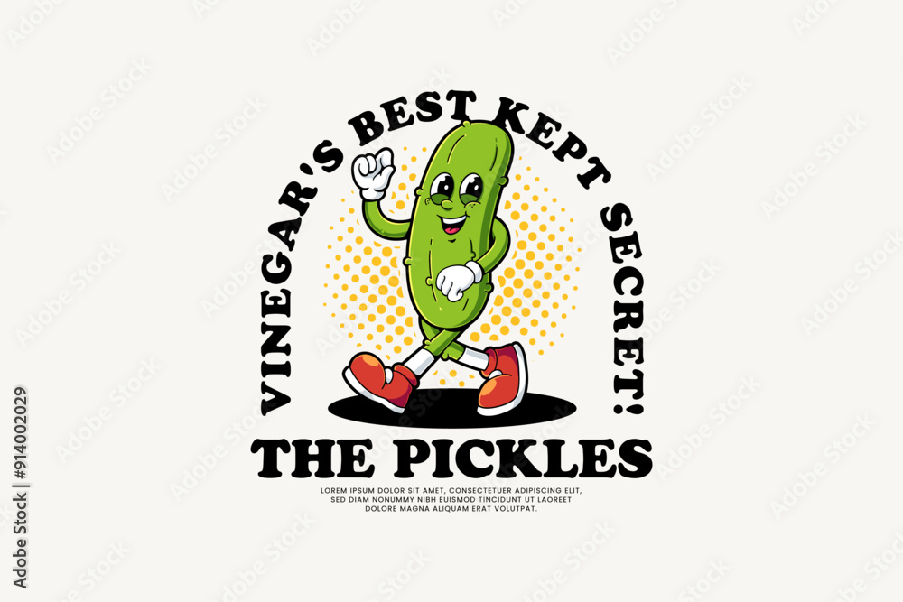 Pickle or Cucumber Vector Icon Illustration. Pickle or Cucumber Retro Logo Mascot Cartoon Character with Standing Pose and Ok Hand Suitable for Web Landing Page, Banner, Sticker, Card Pickle or Cucumber Vector Icon Illustration. Pickle or Cucumber Retro Logo Mascot Cartoon Character with Standing Pose and Ok Hand Suitable for Web Landing Page, Banner, Sticker, Card