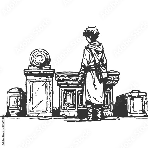 Lament of Silence Vintage Illustration Vector