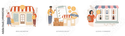 Retail business isolated concept vector illustration set.