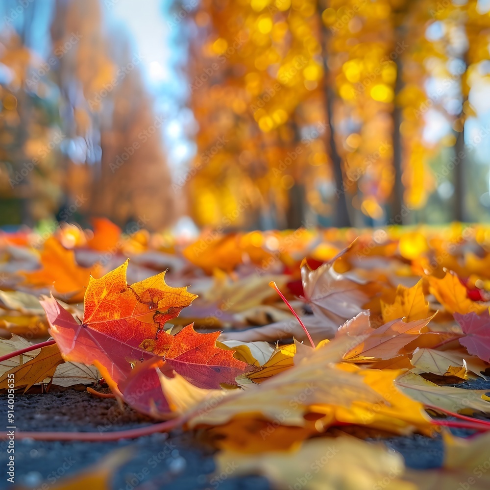 Vibrant Autumn Maple Leaves Scattered on the Ground on a Crisp Fall Day Vibrant Autumn Maple Leaves Scattered on the Ground on a Crisp Fall Day