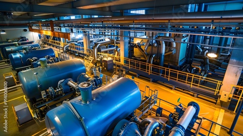  an advanced industrial facility with waste heat recovery systems, optimized processes, and energy-efficient machinery, reducing overall energy consumption