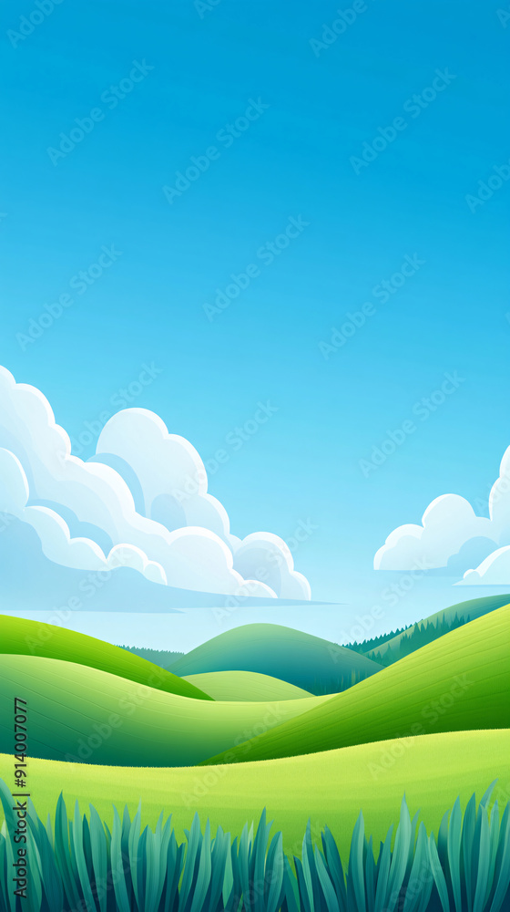 Fototapeta premium Rural revitalization rural farmland landscape summer work scene illustration