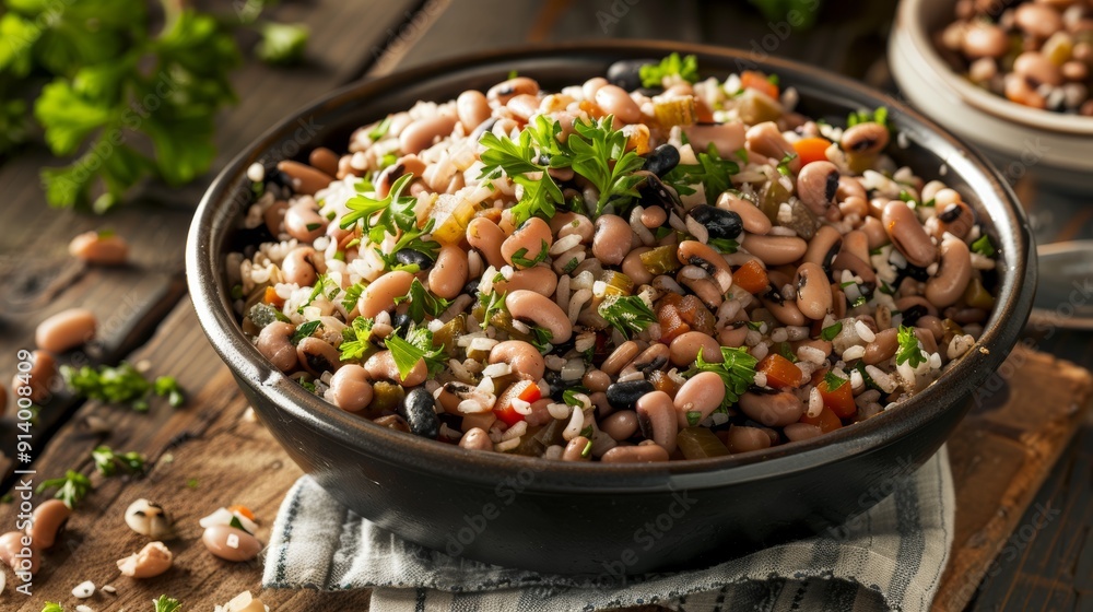 Healthy mixed bean salad topped with fresh herbs, perfect for a nutritious meal or side dish. Healthy mixed bean salad topped with fresh herbs, perfect for a nutritious meal or side dish.
