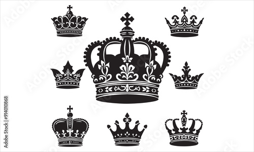 Medieval royal crown queen monarch king lord silhouette icons stock illustration
Crown - Headwear, Vector, Coronation, Logo, Queen Royal Person